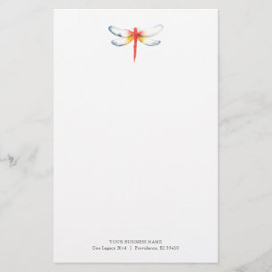 Personalized Stationery Watercolor Red Dragonfly