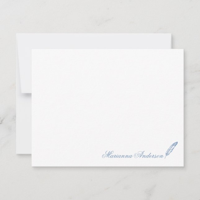 Personalized Stationery with Feather Writer Card (Front)