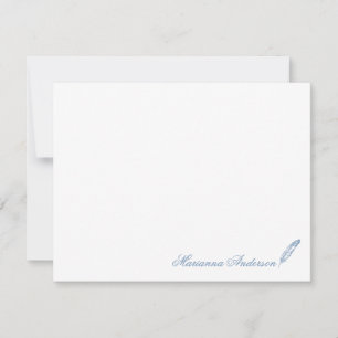 Personalized Stationery with Feather Writer Card