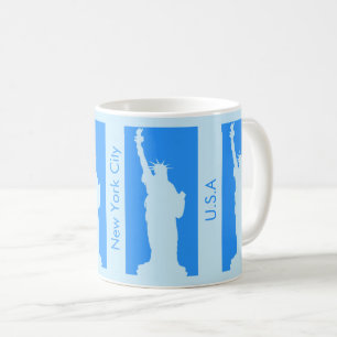 Personalized Statue of Liberty New York USA Blue Coffee Mug