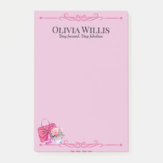 Personalized "Stay Focused. Stay Fabulous" Pink  Post-it Notes