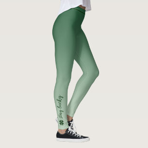 Personalized Stay Lucky Shamrock Irish Green Leggings