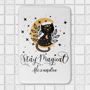 Personalized Stay Magical Cat Themed Bath Mat