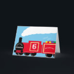 Personalized steam train 6th birthday card<br><div class="desc">Personalized steam train 6th  birthday card.
Perfect for train lovers,  sons or grandsons when they are celebrating turning six.  
To customize the name,  age or inside message,  click personalize.
Further card colours are also available in this railway inspired range.</div>