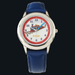 Personalized Steam Train Kids Learn to Tell Time Watch<br><div class="desc">Make learning to tell time an exciting adventure with this steam train-themed kids watch! Featuring a charming steam train design with vibrant railway-inspired details, this analogue watch is perfect for young train enthusiasts. The watch includes minute indicators, with every minute marked by a line and every 5 minutes numbered, making...</div>
