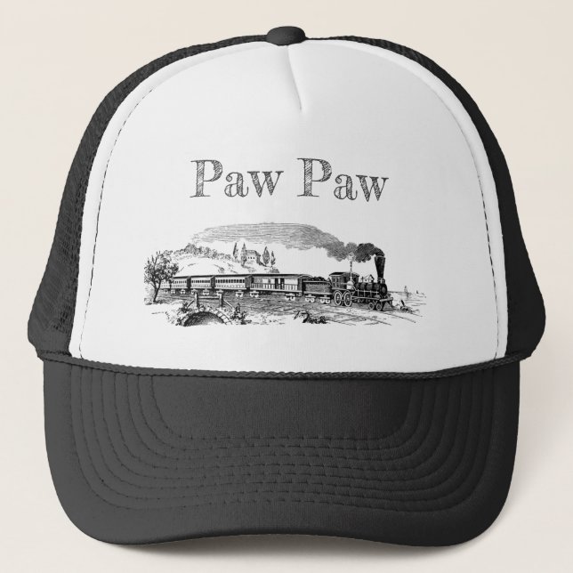 Personalized Steam Train Vintage Illustration Trucker Hat (Front)