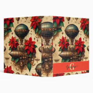 Personalized Steampunk Airship with Poinsettia Binder