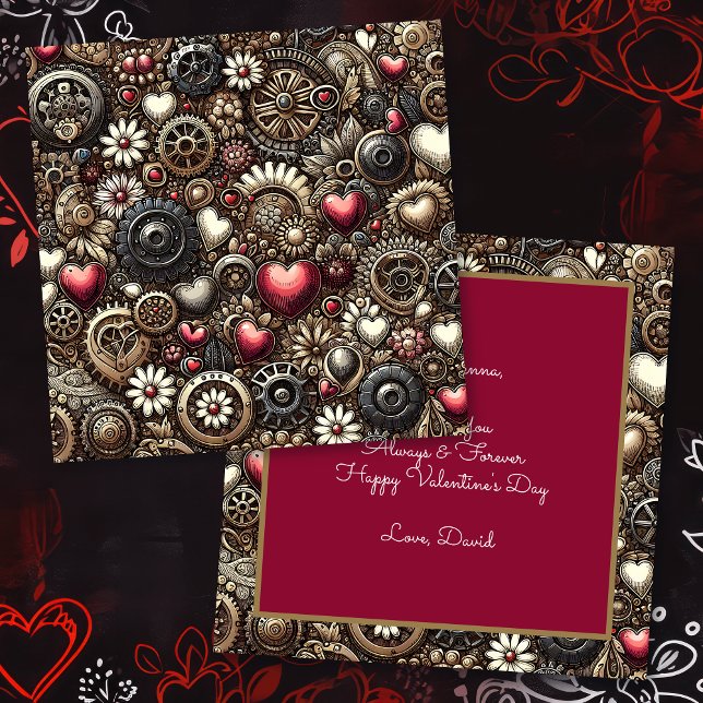 Personalized Steampunk Hearts Valentine's Day Card (Creator Uploaded)