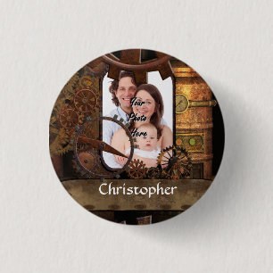 Personalized steampunk machinery 1 inch round button