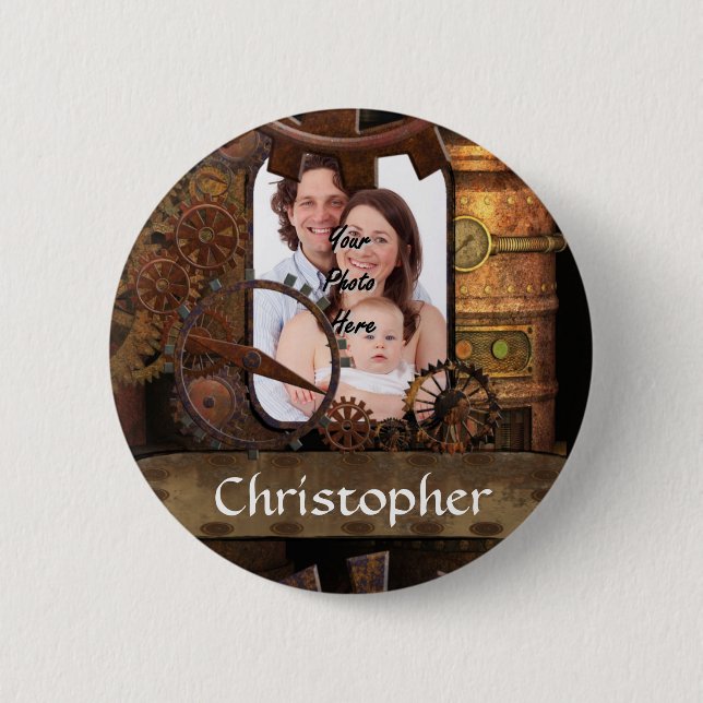 Personalized steampunk machinery 2 inch round button (Front)