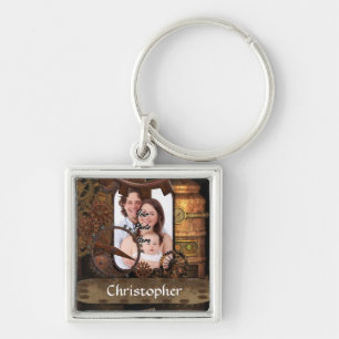 Personalized steampunk machinery keychain