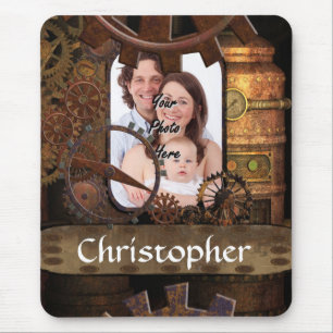 Personalized steampunk machinery mouse pad