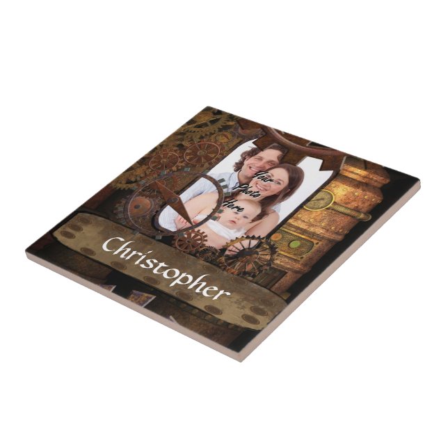 Personalized steampunk machinery tile (Side)