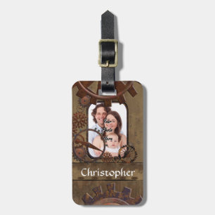 Personalized steampunk photo template luggage tag