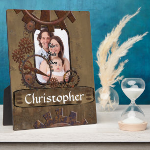 Personalized steampunk photo template plaque