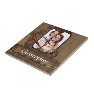 Personalized steampunk photo template tile