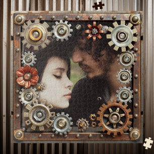Personalized Steampunk Romantic Photo Jigsaw Puzzle