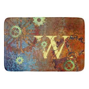 Personalized Steampunk Rusty Clockwork Gears Bath Mat