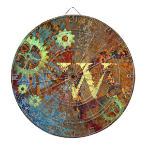 Personalized Steampunk Rusty Clockwork Gears Dartboard