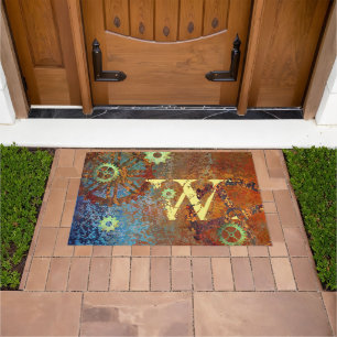 Personalized Steampunk Rusty Clockwork Gears Doormat