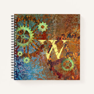 Personalized Steampunk Rusty Clockwork Gears Notebook