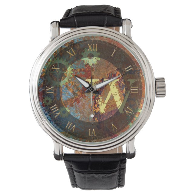 Personalized Steampunk Rusty Clockwork Gears  Watch (Front)
