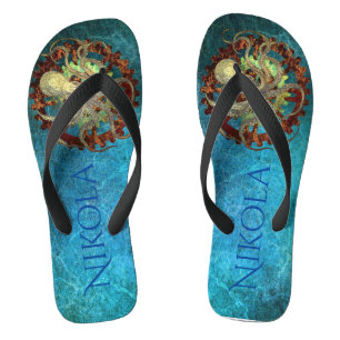 Personalized Steampunk Rusty Gears  Flip Flops
