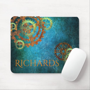 Personalized Steampunk Rusty Gears   Mouse Pad