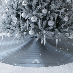 Personalized Steel Blue Christmas Tree Skirt