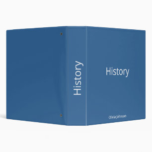Personalized Steel Blue History Educational Binder