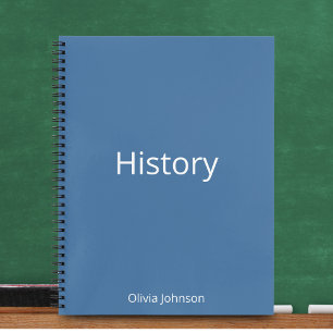 Personalized Steel Blue History Educational Notebook