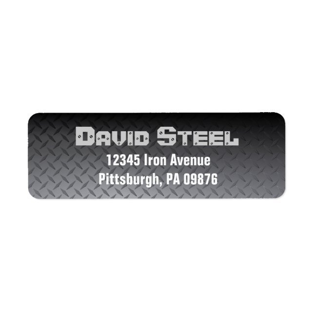 Personalized Steel Diamondplate Return Address (Front)
