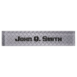 Personalized Steel Grey Diamond Plate Nameplate
