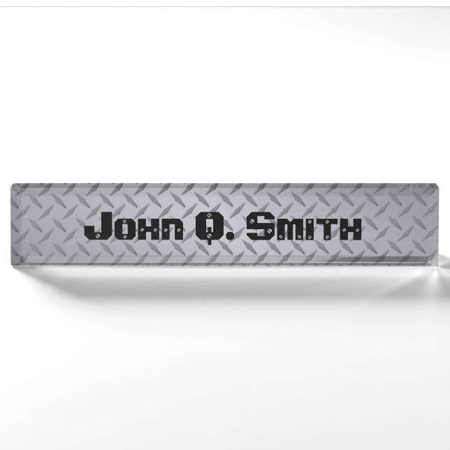 Personalized Steel Grey Diamond Plate Nameplate (Front)