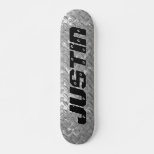 Personalized steel plate design skateboard deck