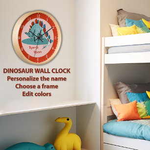 Personalized Stegosaurus (3) Custom Colours Round Clock