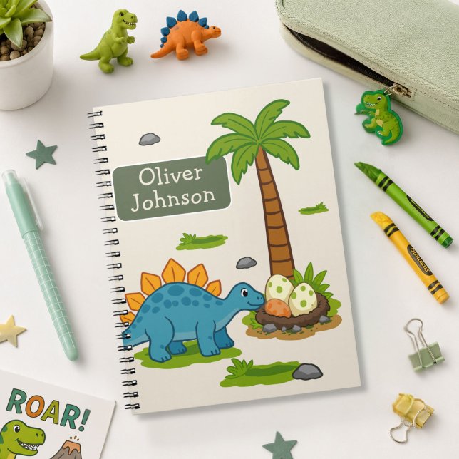 Personalized Stegosaurus Cute Dinosaur School Notebook (Creator Uploaded)