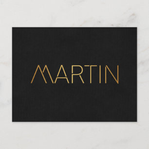 Personalized Stencil Font Martin Gold Black Postcard