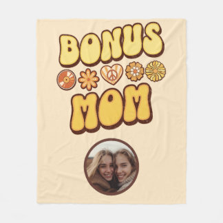 Personalized Step mom Retro Groovy Bonus Mom  Fleece Blanket