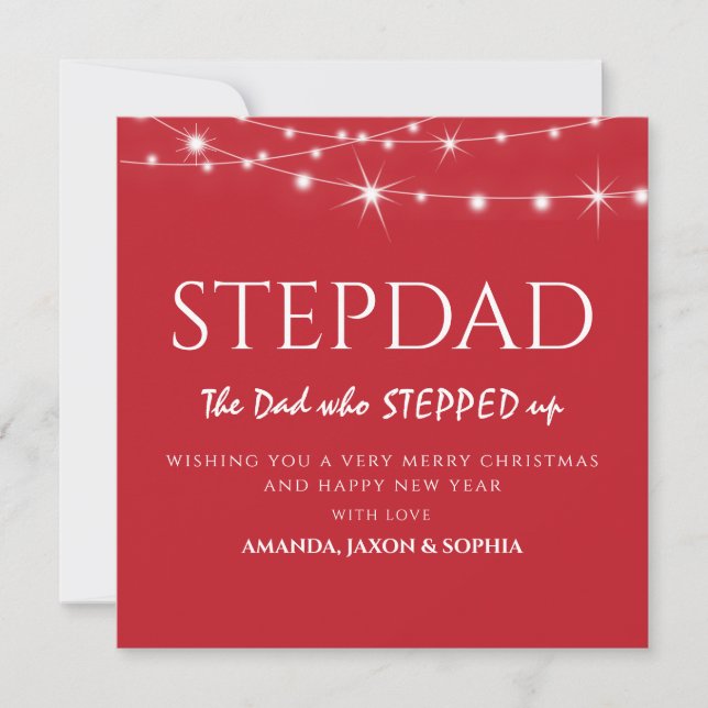 Personalized Stepdad Contemporary Christmas Holiday Card (Front)