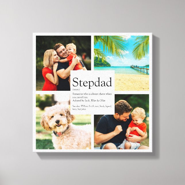 Personalized Stepdad Name Definition 4 Photo Canvas Print (Front)