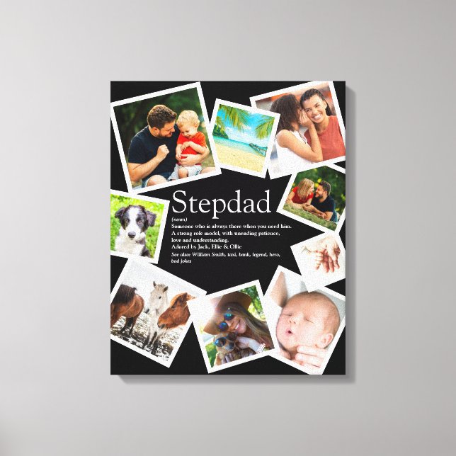 Personalized Stepdad Name Definition 9 Photo Canvas Print (Front)