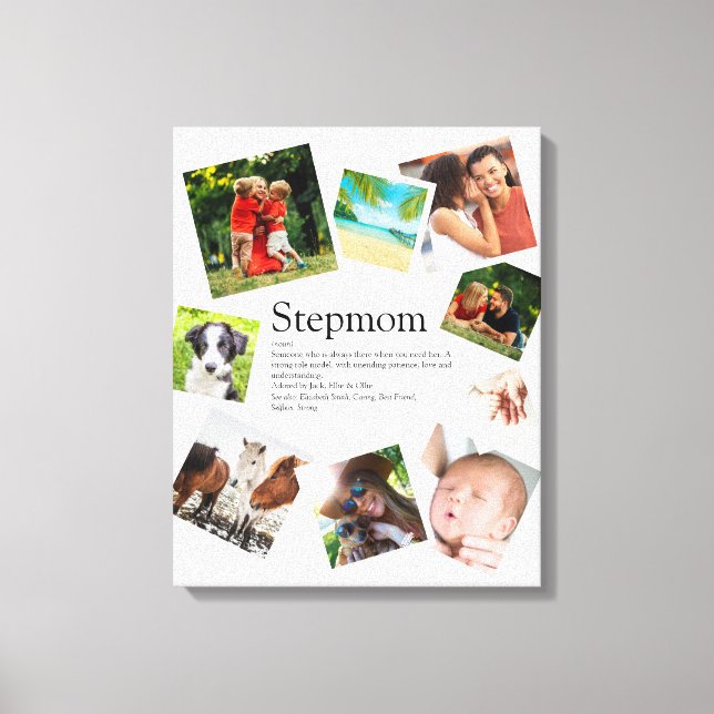 Personalized Stepmom Definition 9 Photo Collage Canvas Print (Front)