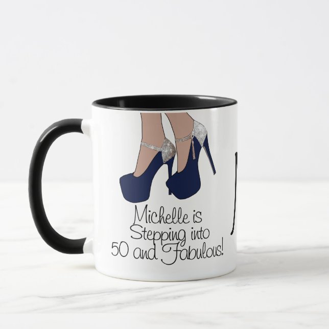Personalized "Stepping into 50 and Fabulous" Party Mug (Left)