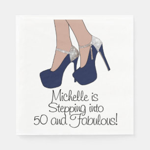Personalized "Stepping into 50 and Fabulous" Party Napkin