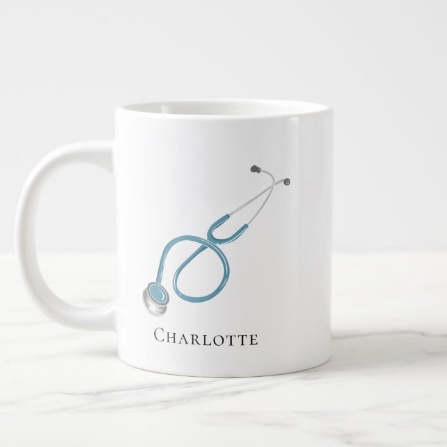 Personalized Stethoscope Name Doctor Novelty Large Coffee Mug (Left)