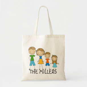 Personalized Stick Figure Family Tote Bag