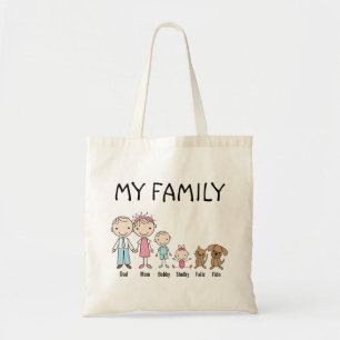 Personalized Stick Figure Family Tote Bag