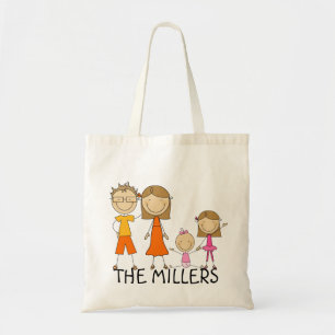 Personalized Stick Figure Family Tote Bag