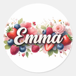 Personalized Sticker "Emma" Berry Floral Design